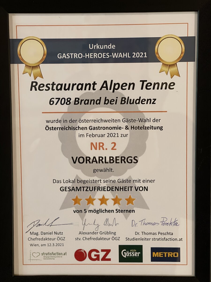 Auszeichnung 2021: Nr. 2 Vorarlbergs