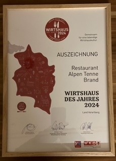 Urkunde Wirtshaus des Jahres 2024, Land Vorarlberg